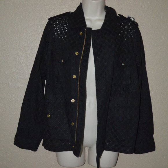 NWOT $1245 Sz S Tu Es Mon Tresor Black Linen Eyelet AFTER ALL I LOVE YOU Jacket - Picture 2 of 9